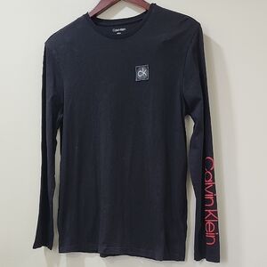 Calvin Klein Black Long Sleeve Tee with Red Logo